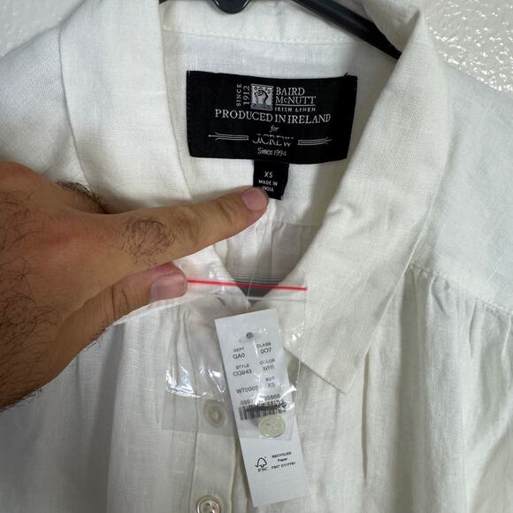 .Crew New Capitaine Shirt WMNS XS White Baird McNutt Irish Linen Short Sleeve - Picture 4 of 7